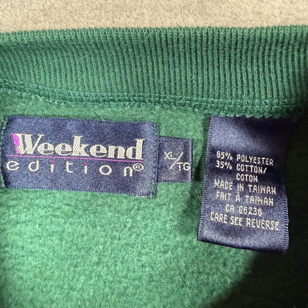Vintage Weekend Edition Sweatshirt Womens XL Green Bird Graphic Winter Pullover - Picture 4 of 7